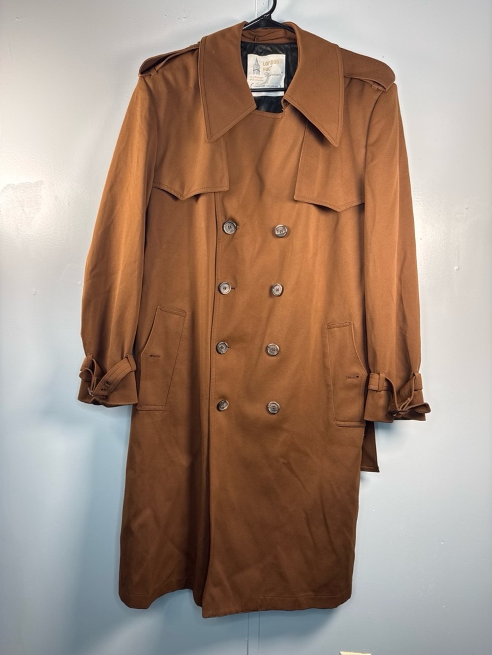 London Fog Men's Tan Brown Double-Breasted Trench Coat